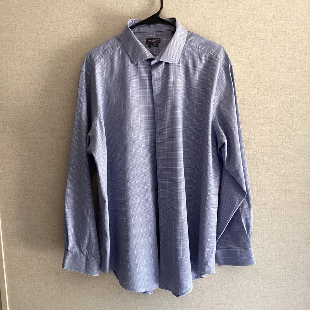Van Heusen Light Blue Grid Dress Shirt